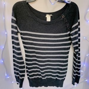 Forever 21 Gray Stripe Asymmetric Button Accent